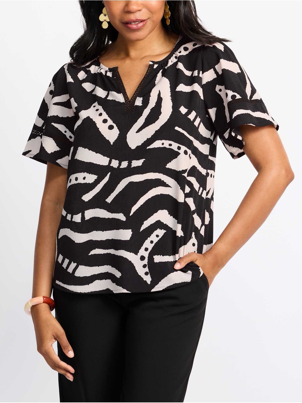 Women’s Black/Cream Blouse